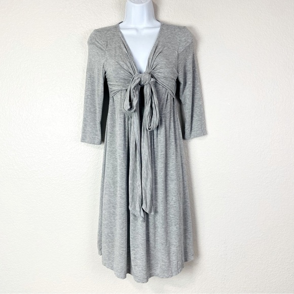 Pip + Vine by Rosie Pope Grey Heather Jersey Knit Front Tie Dress Size S - Picture 1 of 6